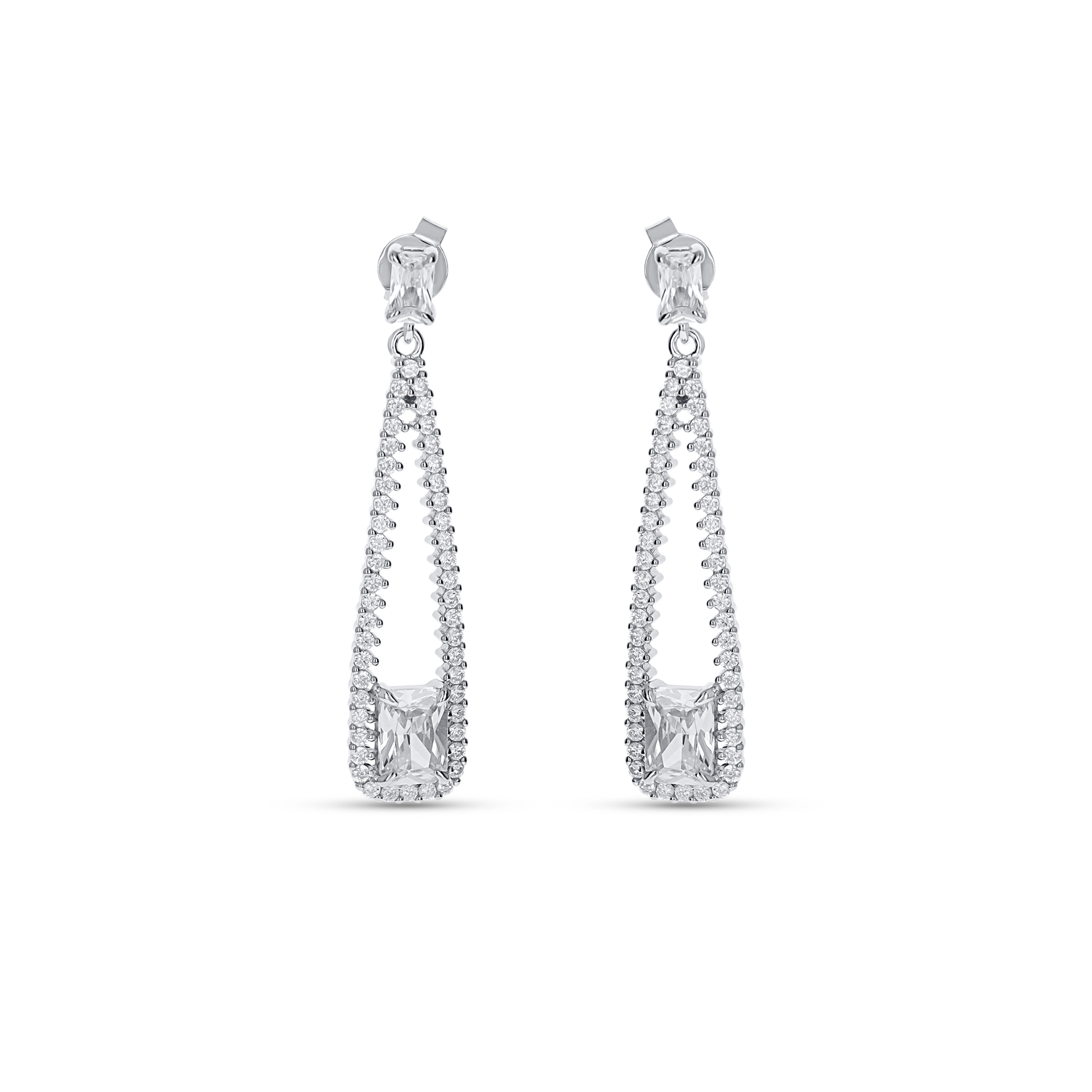 Graduated CZ Statement Drop Earrings In Sterling Silver from Alexandra Marks Jewelry. 