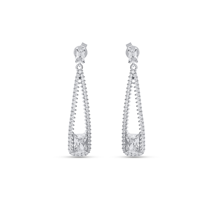 Graduated CZ Statement Drop Earrings In Sterling Silver from Alexandra Marks Jewelry. 