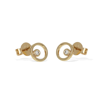 Yellow Gold Open Circle Diamond Stud Earrings from Alexandra Marks Jewelry