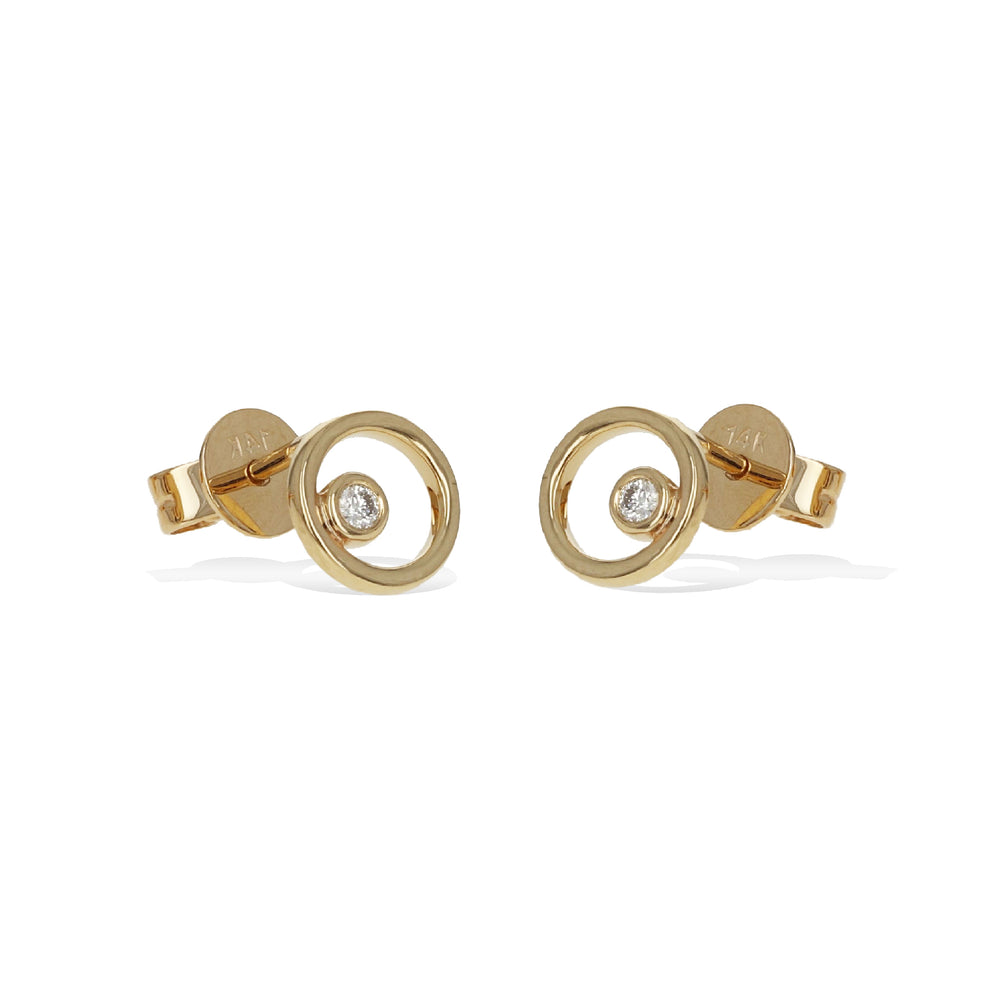 
            
                Load image into Gallery viewer, Yellow Gold Open Circle Diamond Stud Earrings from Alexandra Marks Jewelry
            
        