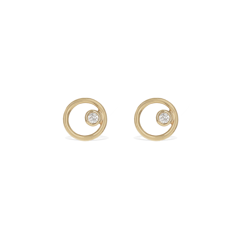Diamond Open Circle Gold Stud Earrings from Alexandra Marks Jewelry