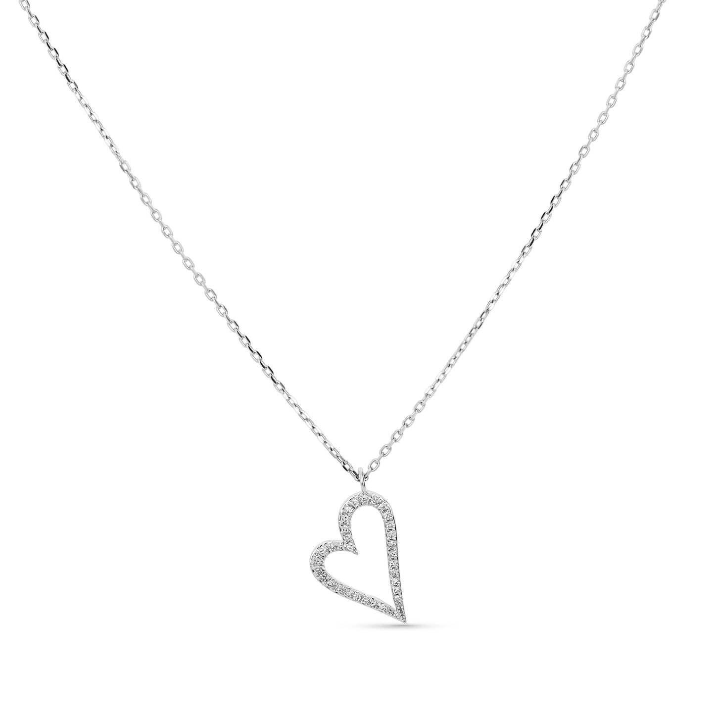 White Gold Heart Drop Necklace - Alexandra Marks Jewelry