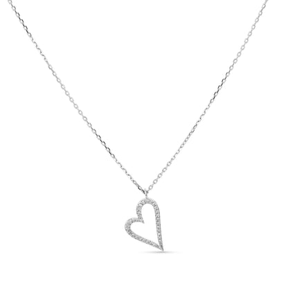 White Gold Heart Drop Necklace - Alexandra Marks Jewelry