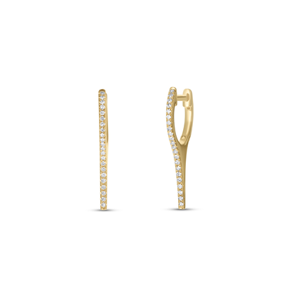 Dainty Diamond Bar Drop Hoop Earrings in 14kt Yellow Gold from Alexandra Marks Jewelry