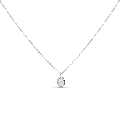 Classic Oval CZ Solitaire Necklace in Sterling Silver from Alexandra Marks jewelry. 