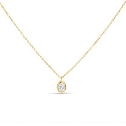 Simple Oval Cubic Zirconia diamond like pendant necklace in gold from Alexandra Marks Jewelry. 