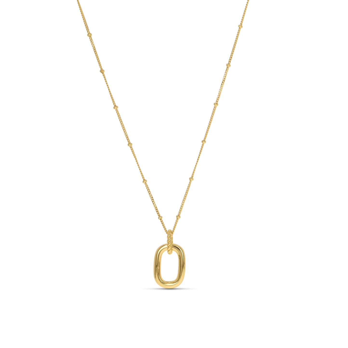 Gold Oval Pendant Necklace 