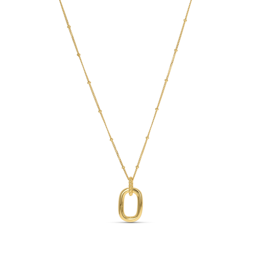 Gold Oval Pendant Necklace 
