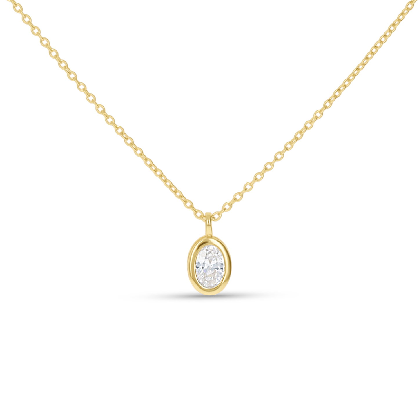 Oval Drop Pendant Necklace in Gold from Alexandra Marks Jewelry. 