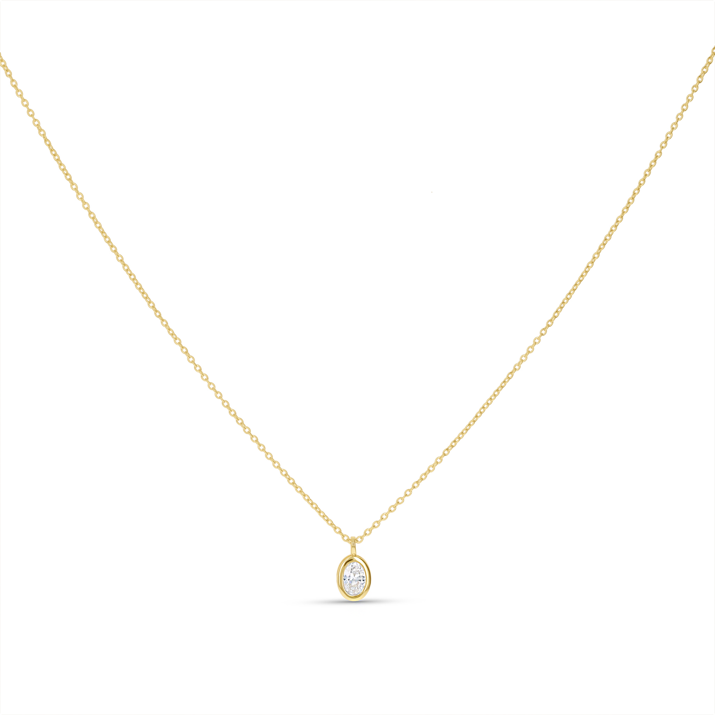 Classic Oval CZ Necklace in Gold from Alexandra Marks Jewelry. 