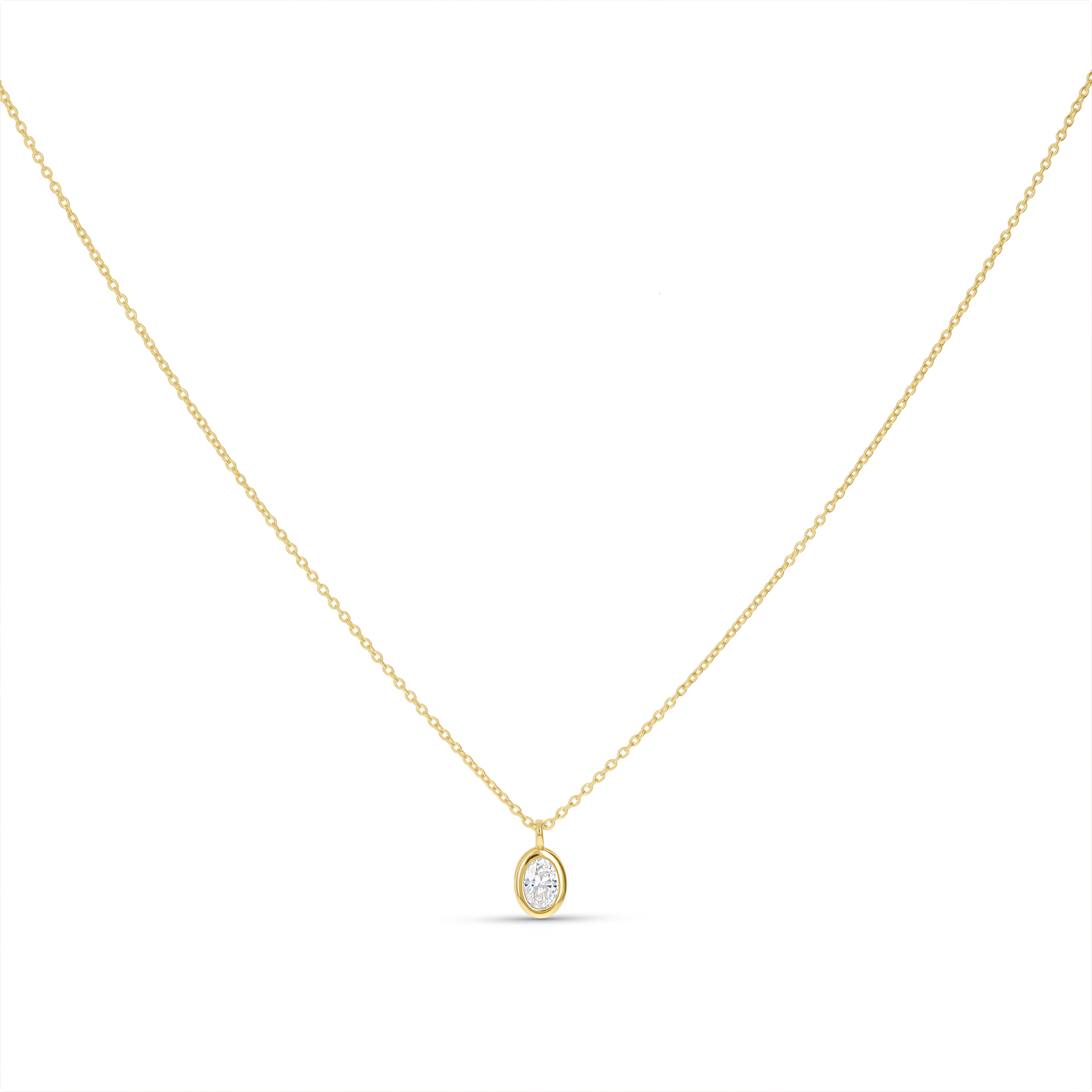 Classic Oval CZ Necklace in Gold from Alexandra Marks Jewelry. 