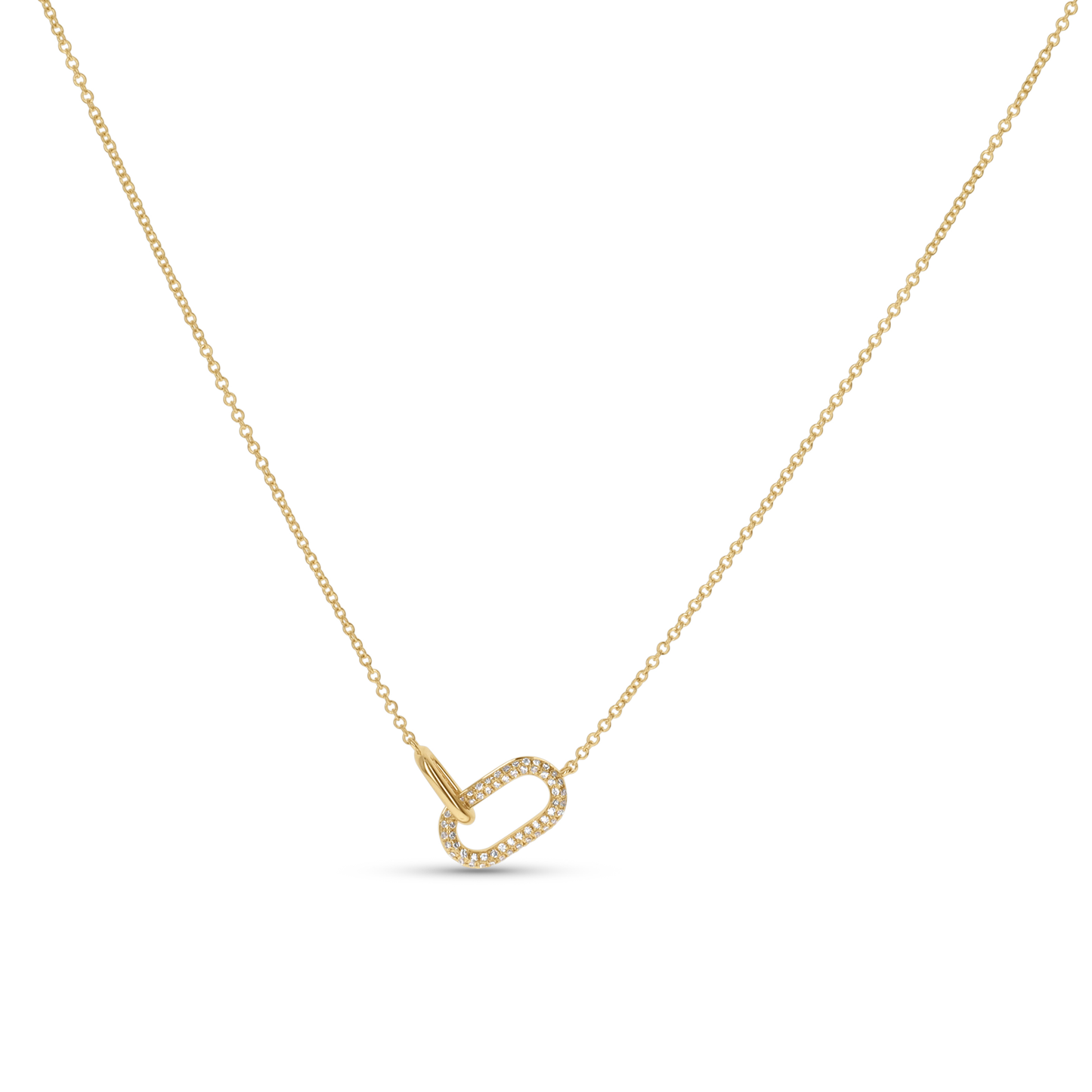 Modern Open Oval Diamond Link Necklace in Gold from Alexandra Marks Jewelry
