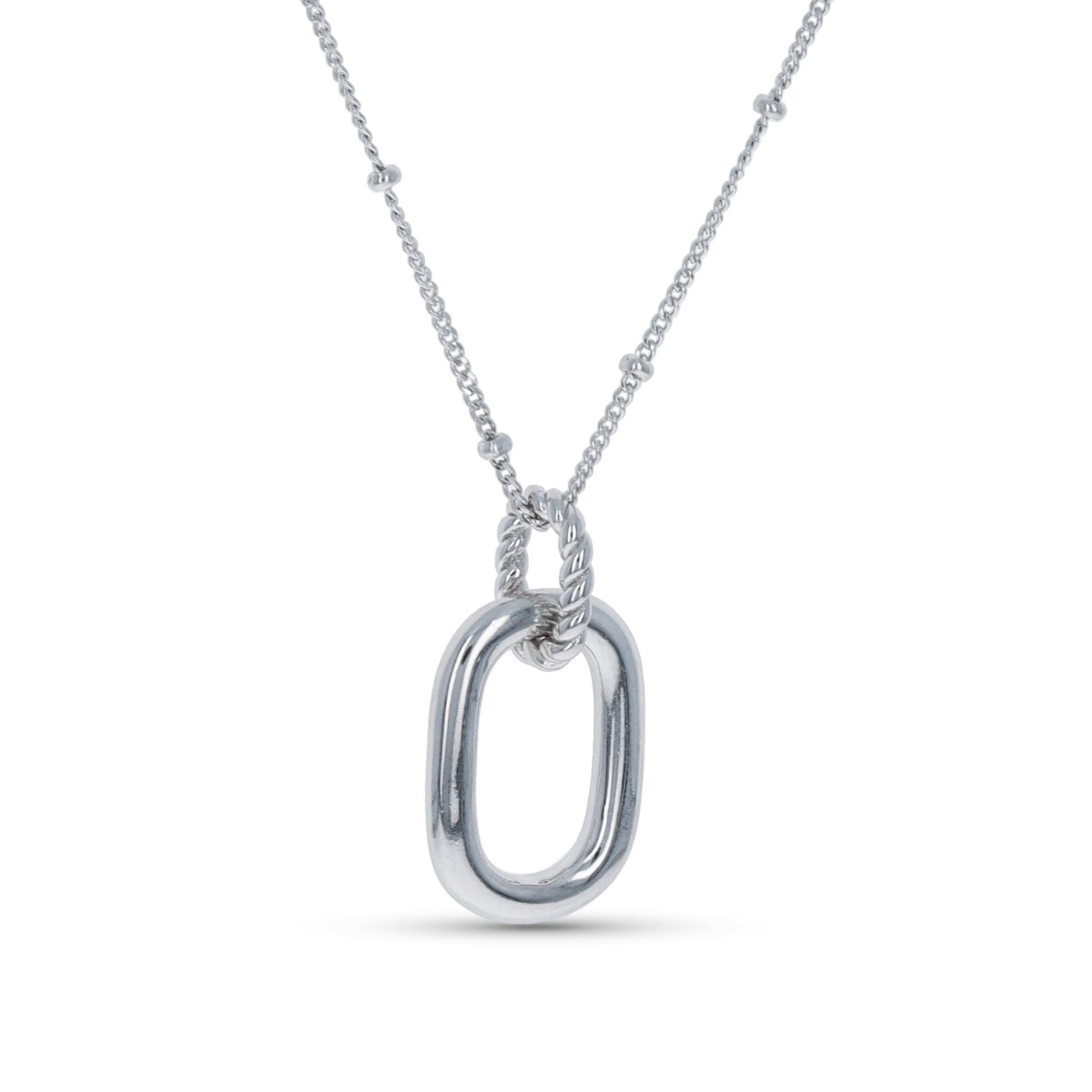 Silver Oval Link Pendant Necklace