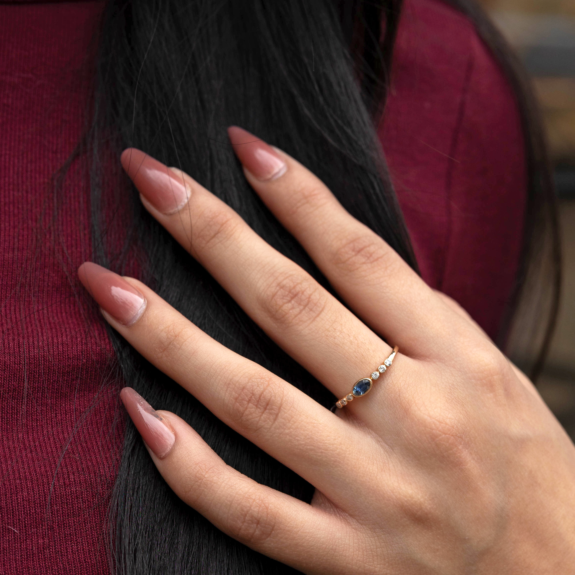 Oval Vintage Inspired Sapphire Diamond Ring In Gold