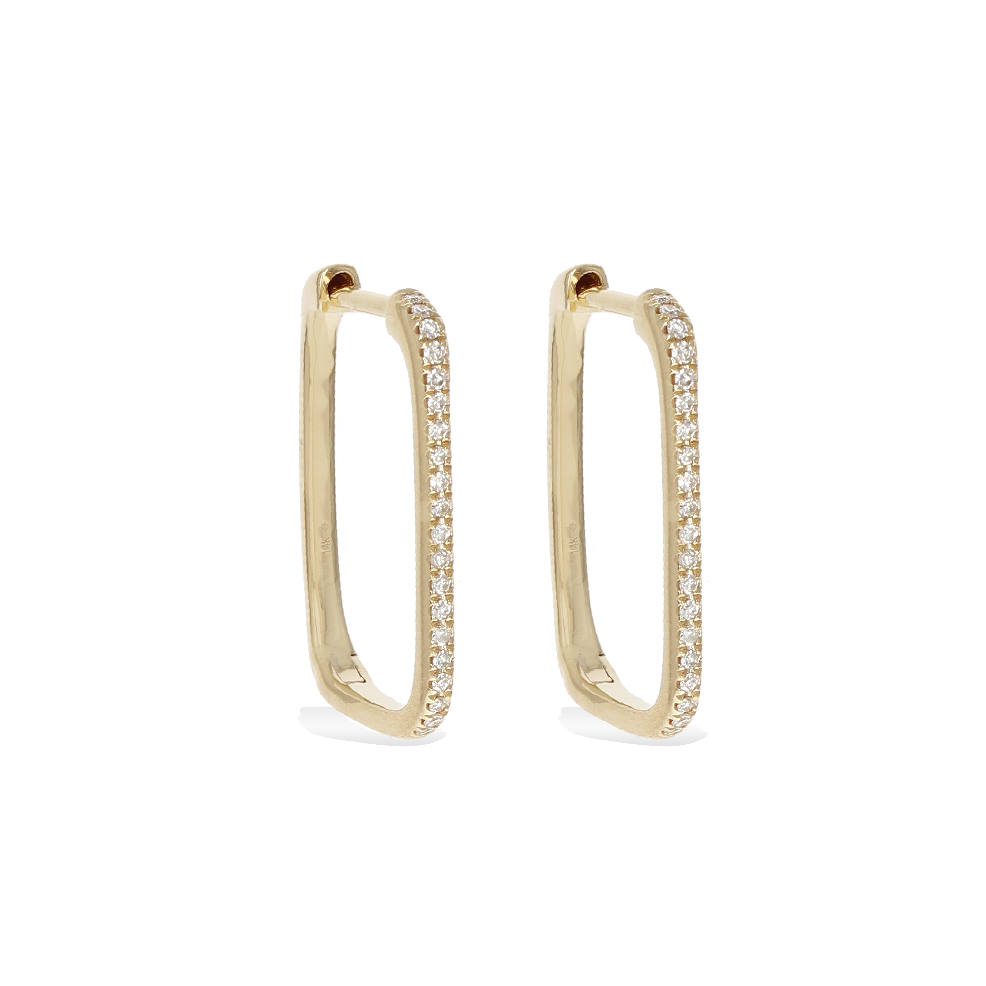 Medium Diamond Rectangle Hoop Earrings in Gold From Alexandra Marks jewelry