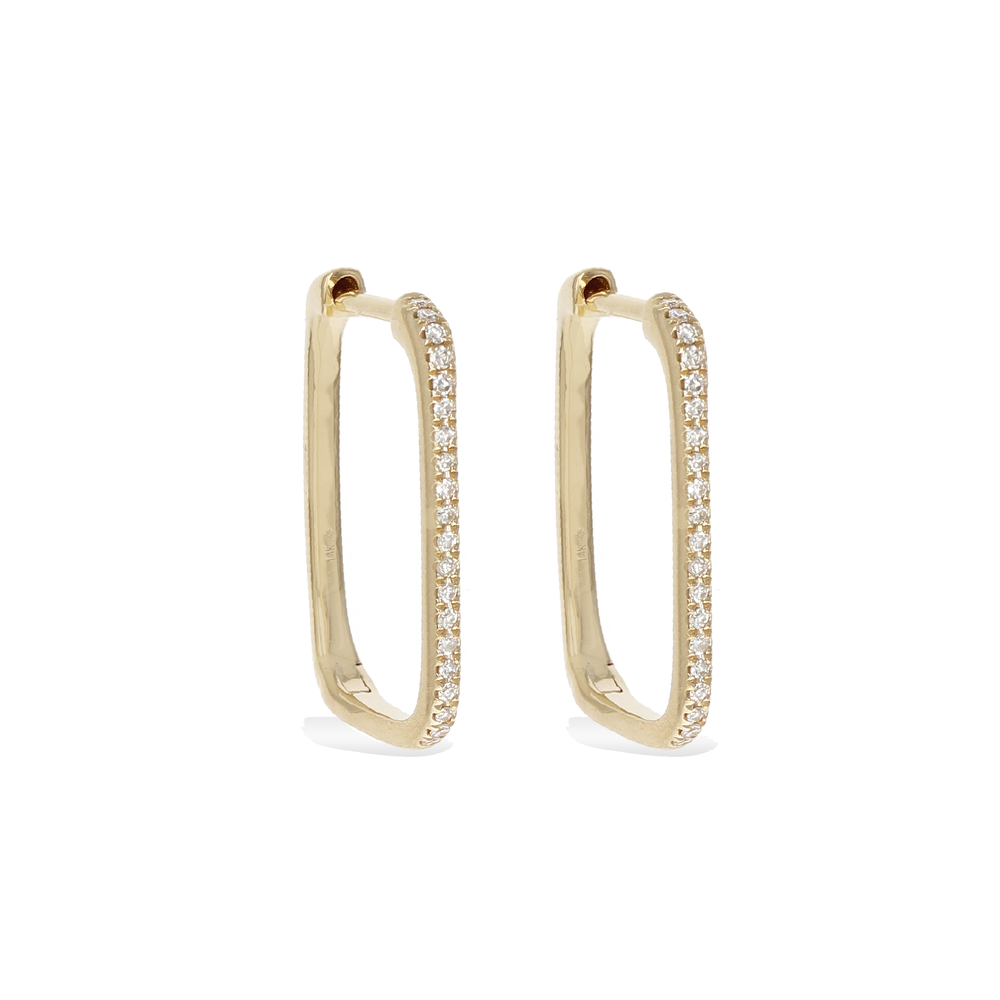 Medium Diamond Rectangle Hoop Earrings in Gold From Alexandra Marks jewelry