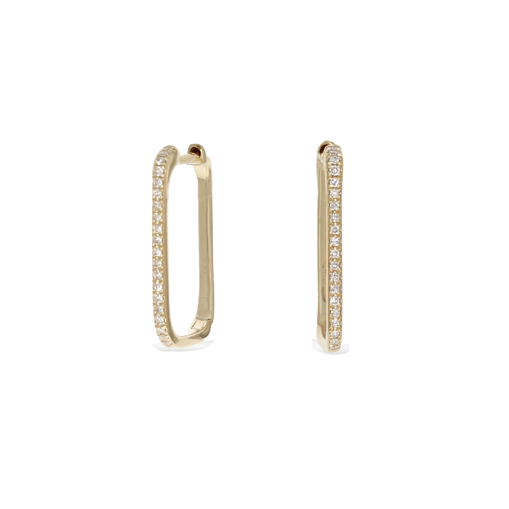 Diamond Rectangle Hoop Earrings in 14k Gold from Alexandra Marks jewelry
