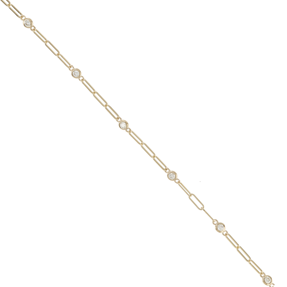 
            
                Load image into Gallery viewer, Diamond Paperclip Link Chain Bracelet in 14k Yellow Gold from Alexandra Marks Jewelry
            
        
