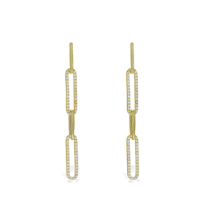 
            
                Load image into Gallery viewer, Pave&amp;#39; CZ Open Gold Oval Drop Earrings from Alexandra Marks Jewelry
            
        