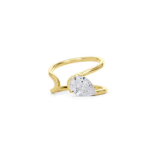 Modern Open Pear CZ Ring in Gold from Alexandra Marks Jewelry. 