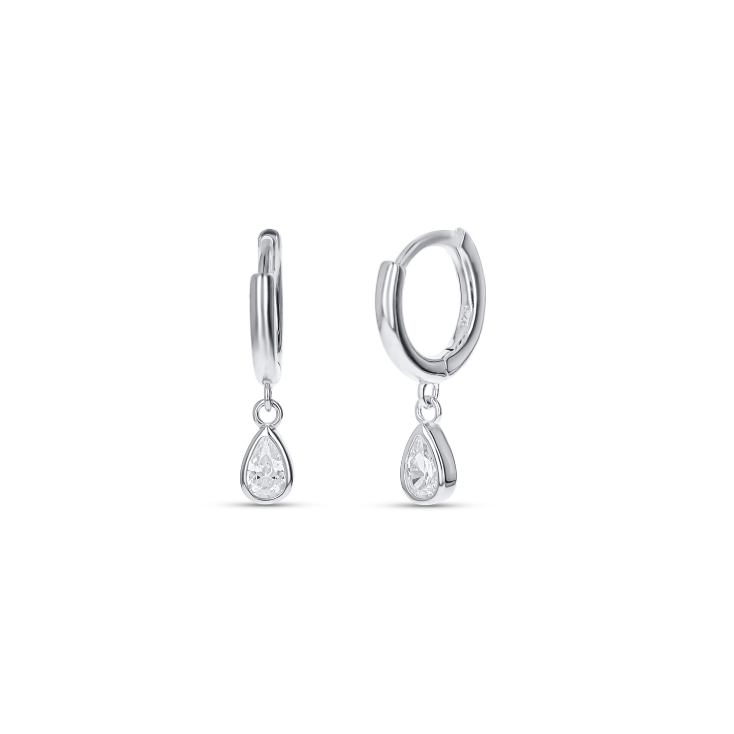 Sterling Silver Teardrop Charm Hoop Earrings from Alexandra Marks Jewelry