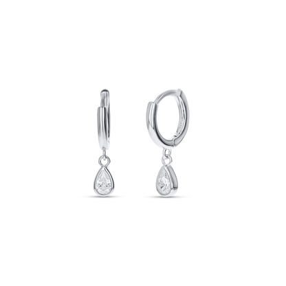 Sterling Silver Teardrop Charm Hoop Earrings from Alexandra Marks Jewelry