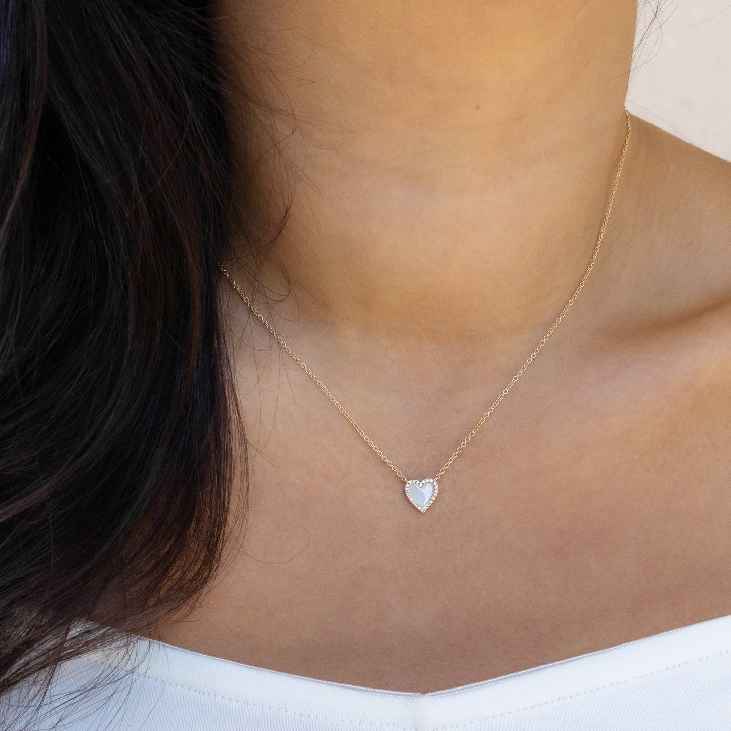 Diamond Pearl Heart Necklace In Gold 