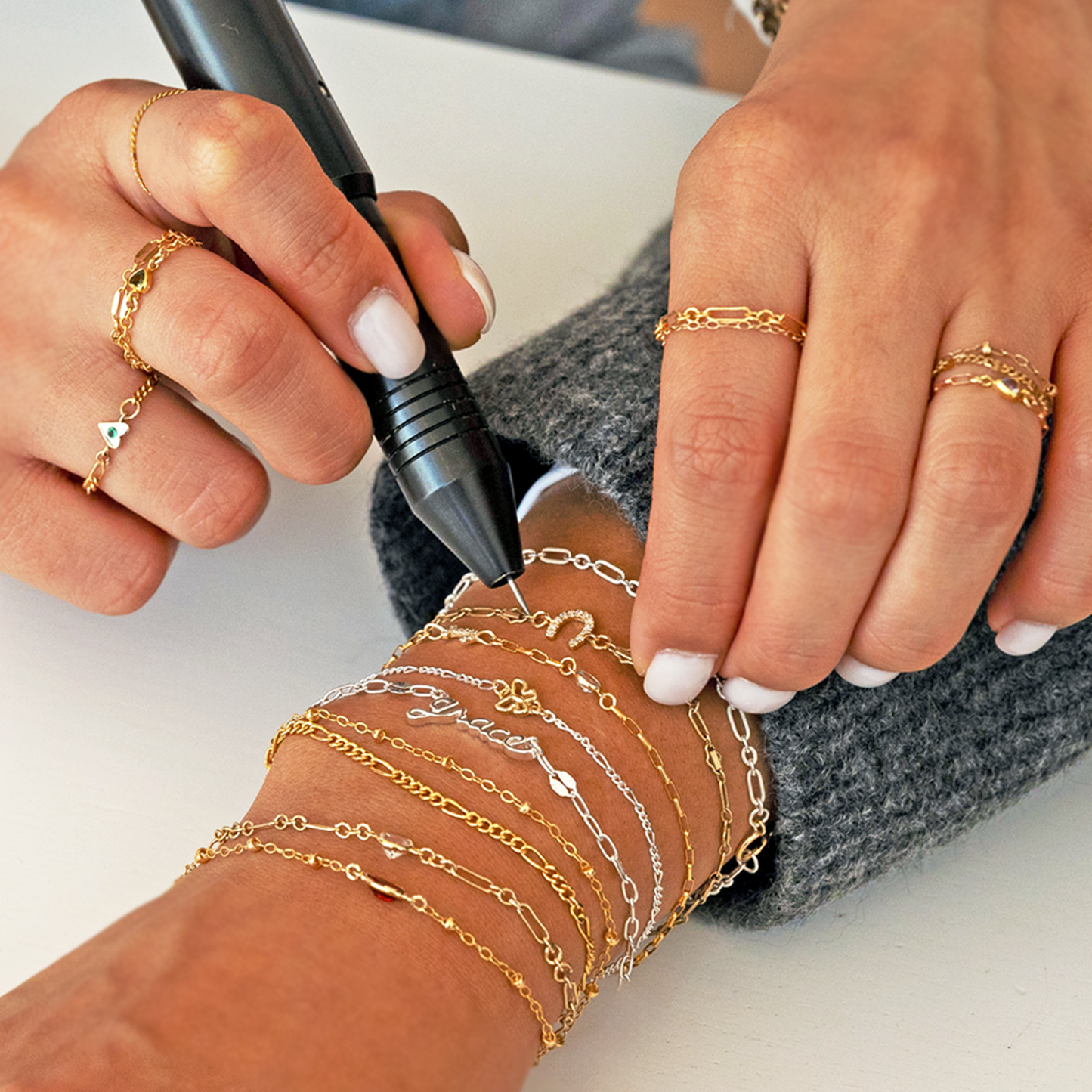 Permanent Welded Forever Bracelets In Gold From Alexandra Marks Jewelry. 