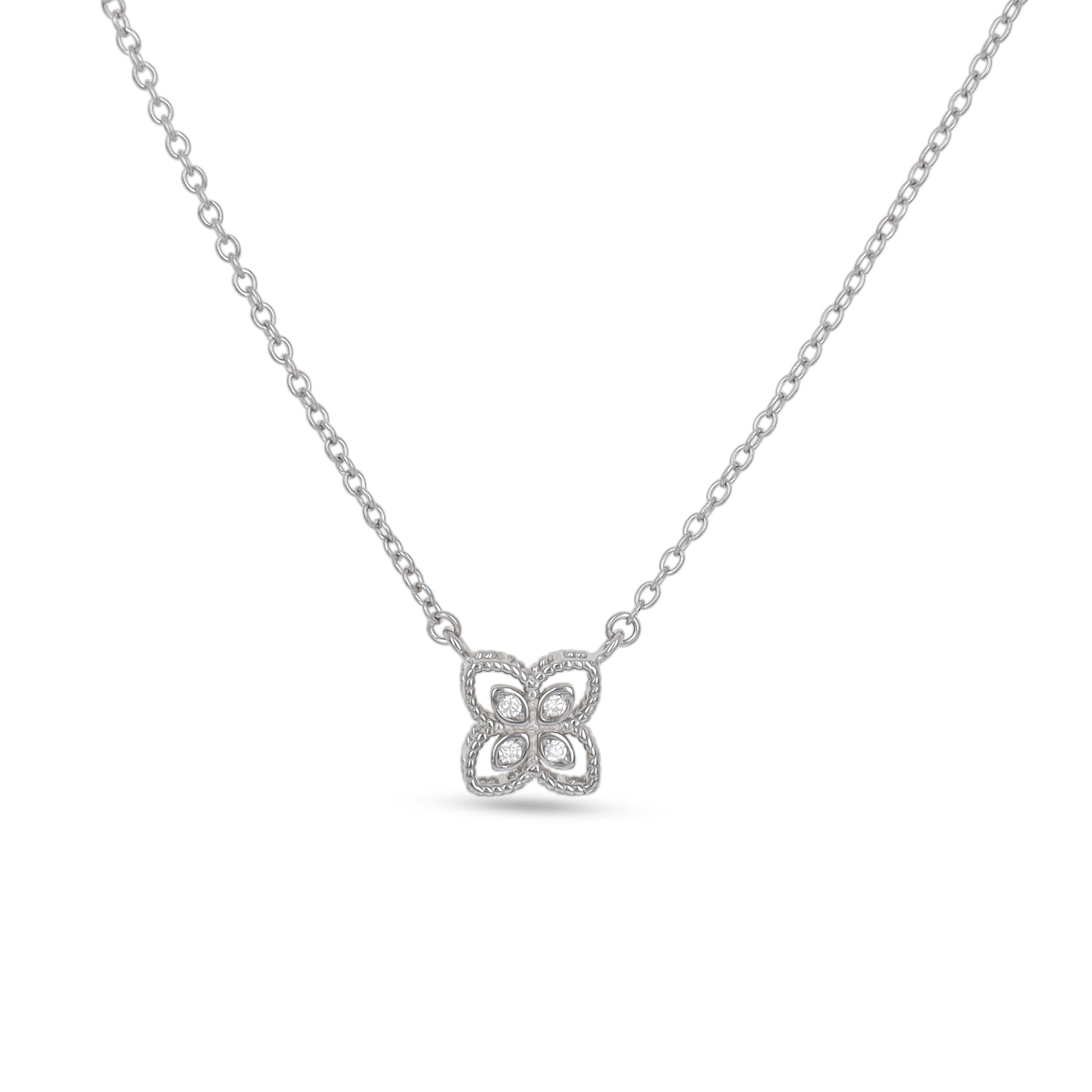 Dainty Clover Necklace in Silver from Alexandra Marks Jewelry