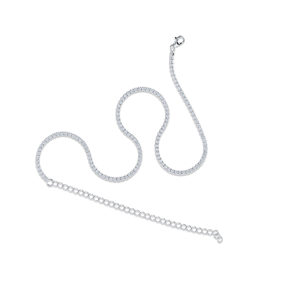 Minimalist Tennis CZ Necklace in Silver