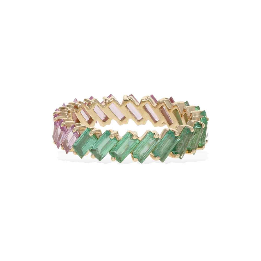 Emerald & Pink Sapphire One of a kind ring from Alexandra Marks Jewelry
