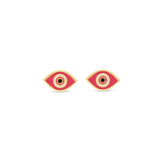 Pink Evil Eye 14kt Gold Stud Earrings | Alexandra Marks Jewelry