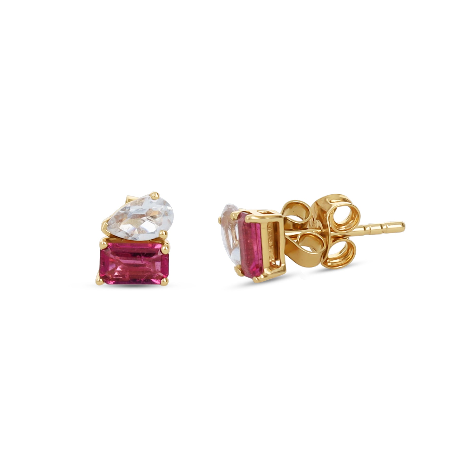 Pink Gemstone Stud Earrings in 14kt Gold | Alexandra Marks Jewelry