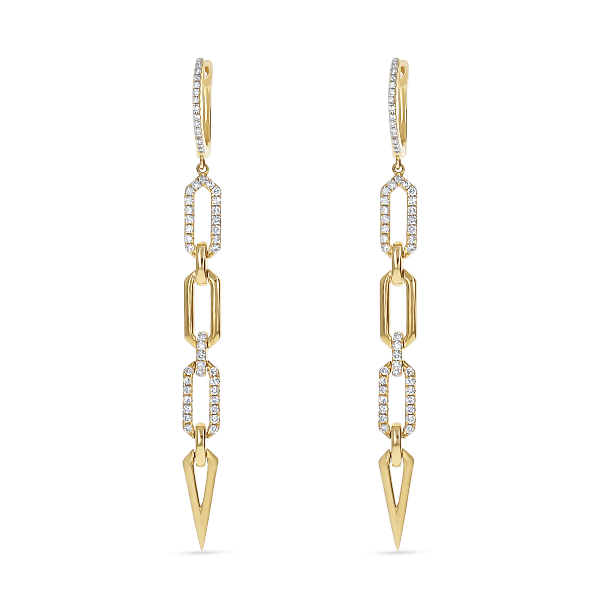 Dramatic Diamond Link Drop Earrings in Gold from Alexandra Marks Jewelry