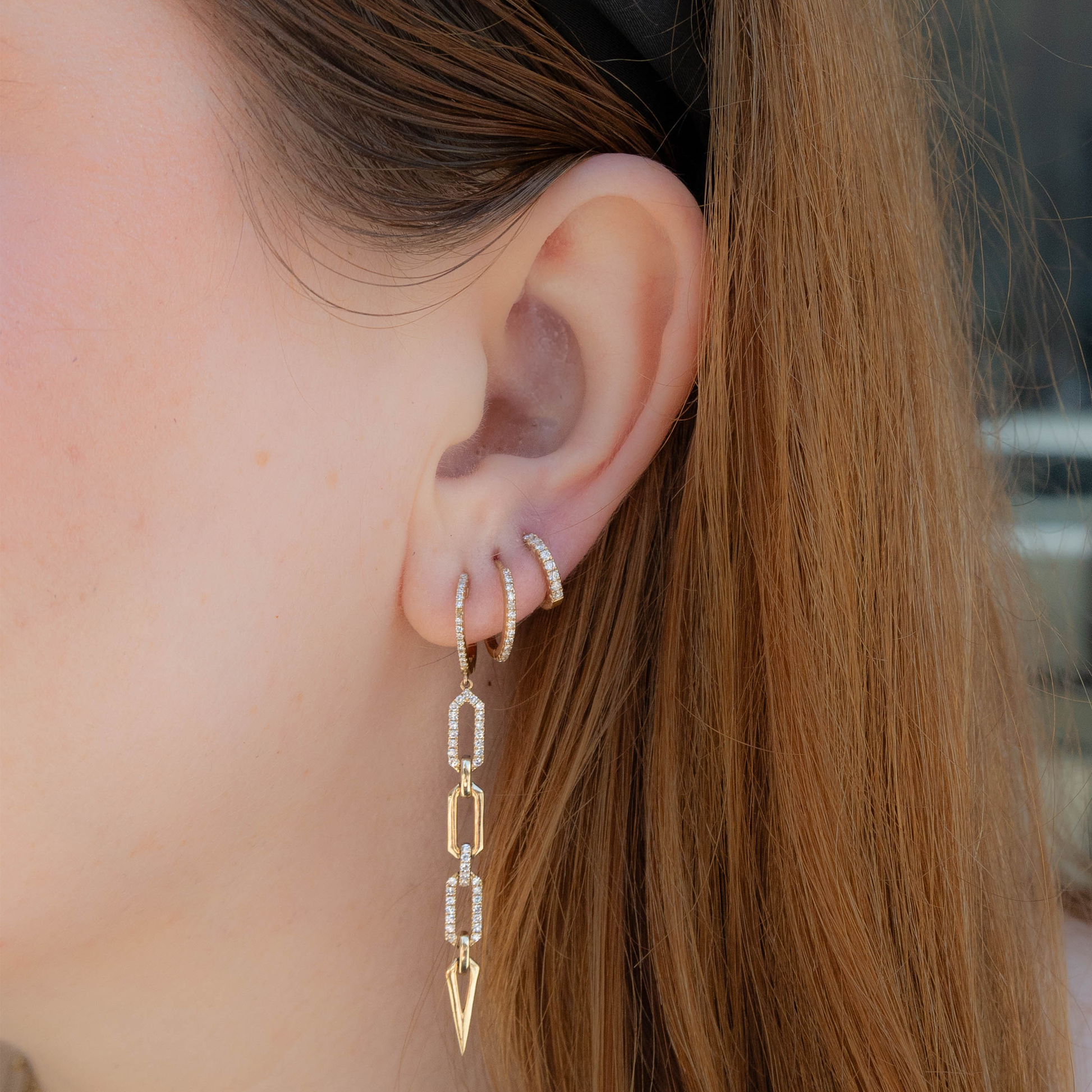 Geometric Diamond & Gold Statement Earrings