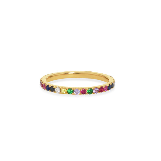 Rainbow Gemstone Stacking Ring in 14kt Yellow Gold - Alexandra Marks Jewelry