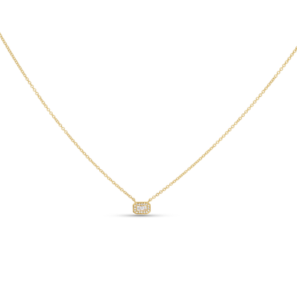 Diamond Baguette Dainty Necklace in Yellow Gold from Alexandra Marks Jewelry. 