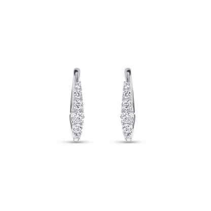 Graduated Round CZ Hoop Earrings in Sterling Silver. 