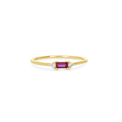 Ruby Thin Stacking Ring in Gold from Alexandra Marks Jewelry. 