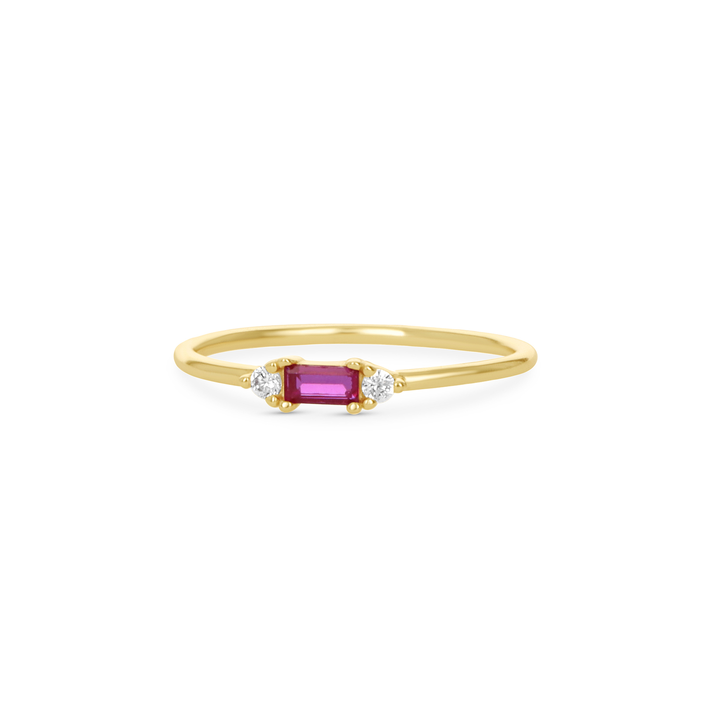 Dainty Ruby Birthstone Stacking Ring In Gold. 