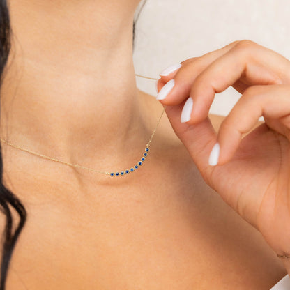 Dainty Sapphire Gemstone Necklace in Gold 