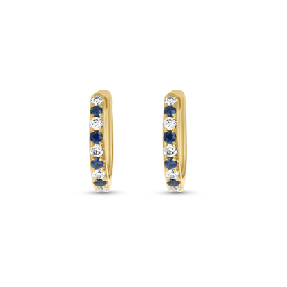 Sapphire and Diamond Huggie Hoop Earrings in 14kt Yellow Gold