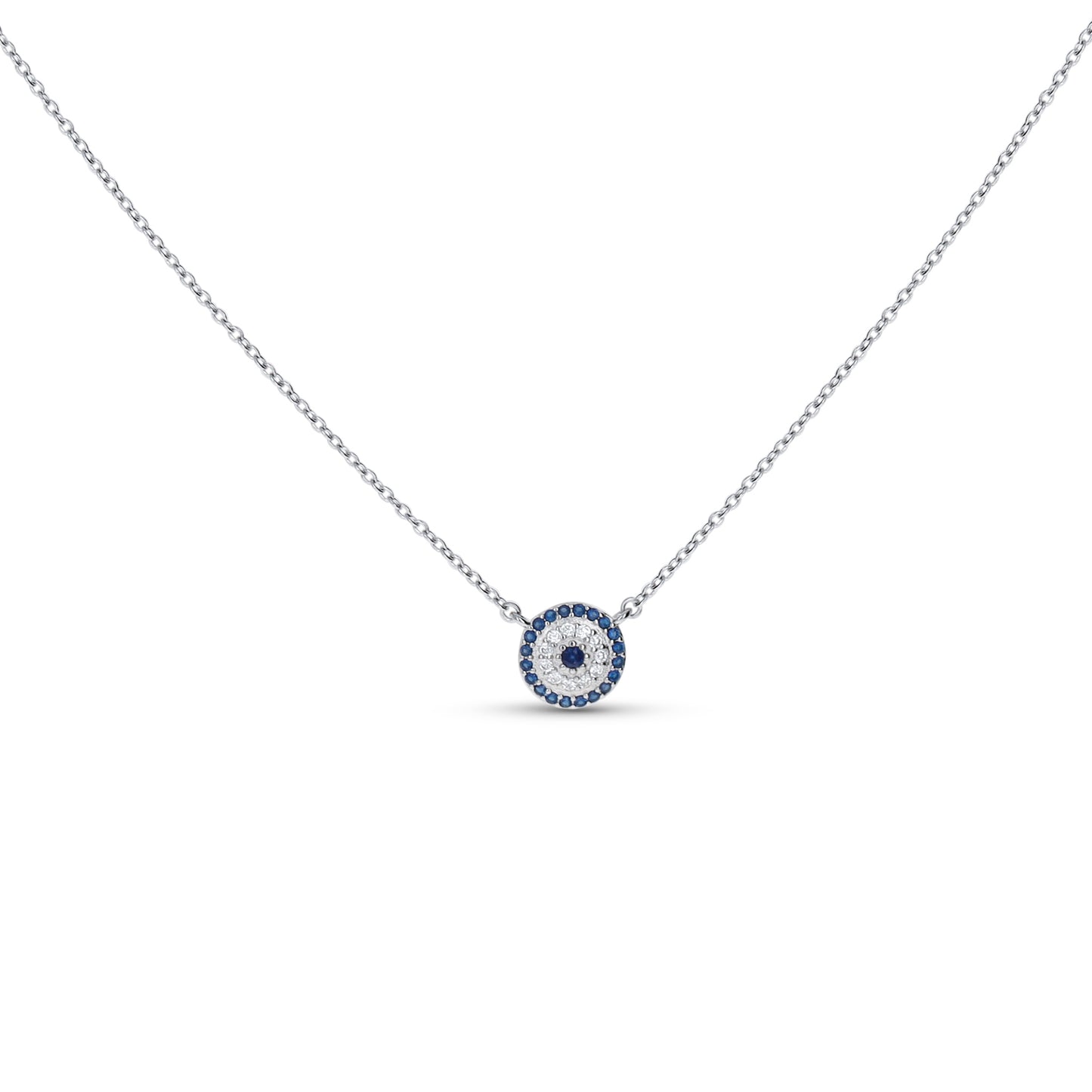 Evil Eye Disc Necklace in Silver 
