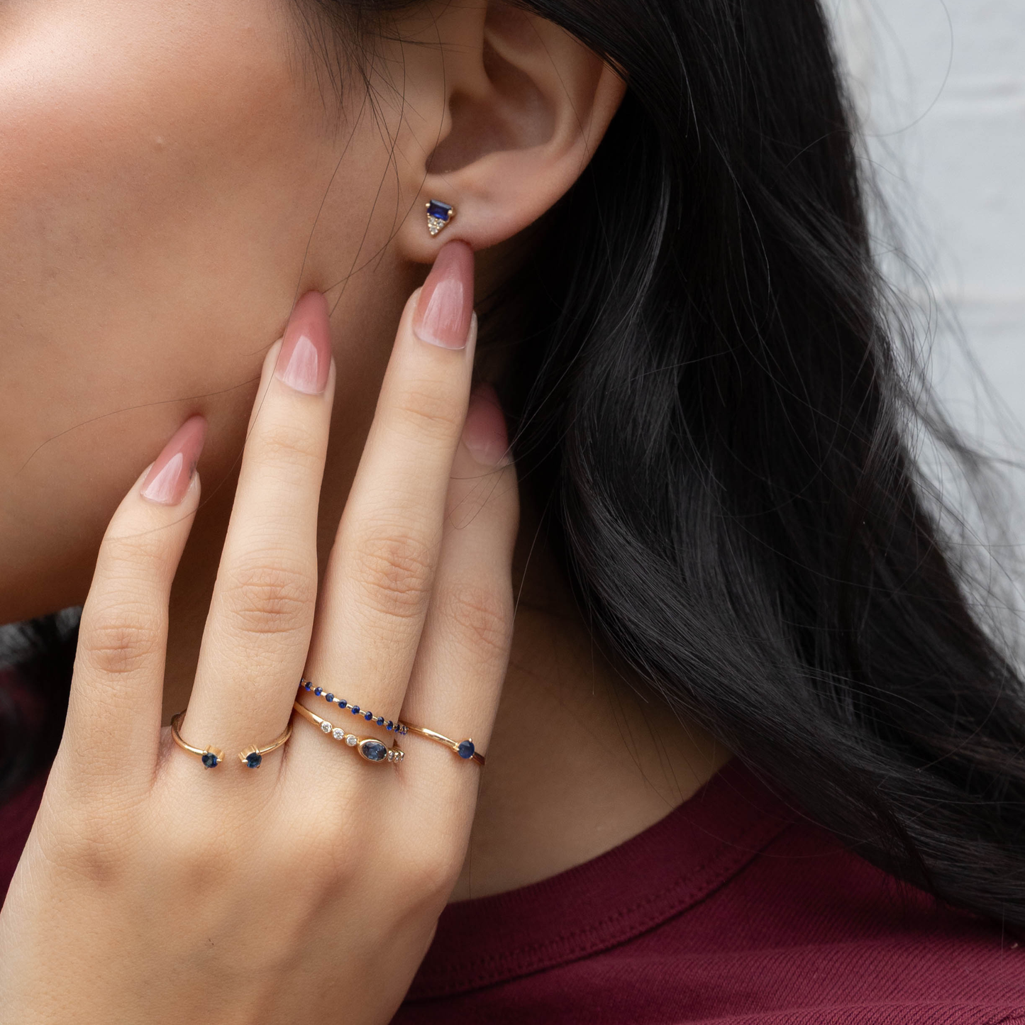 Sapphire Rings and Earrings in 14kt Yellow Gold From Alexandra Marks Jewelry