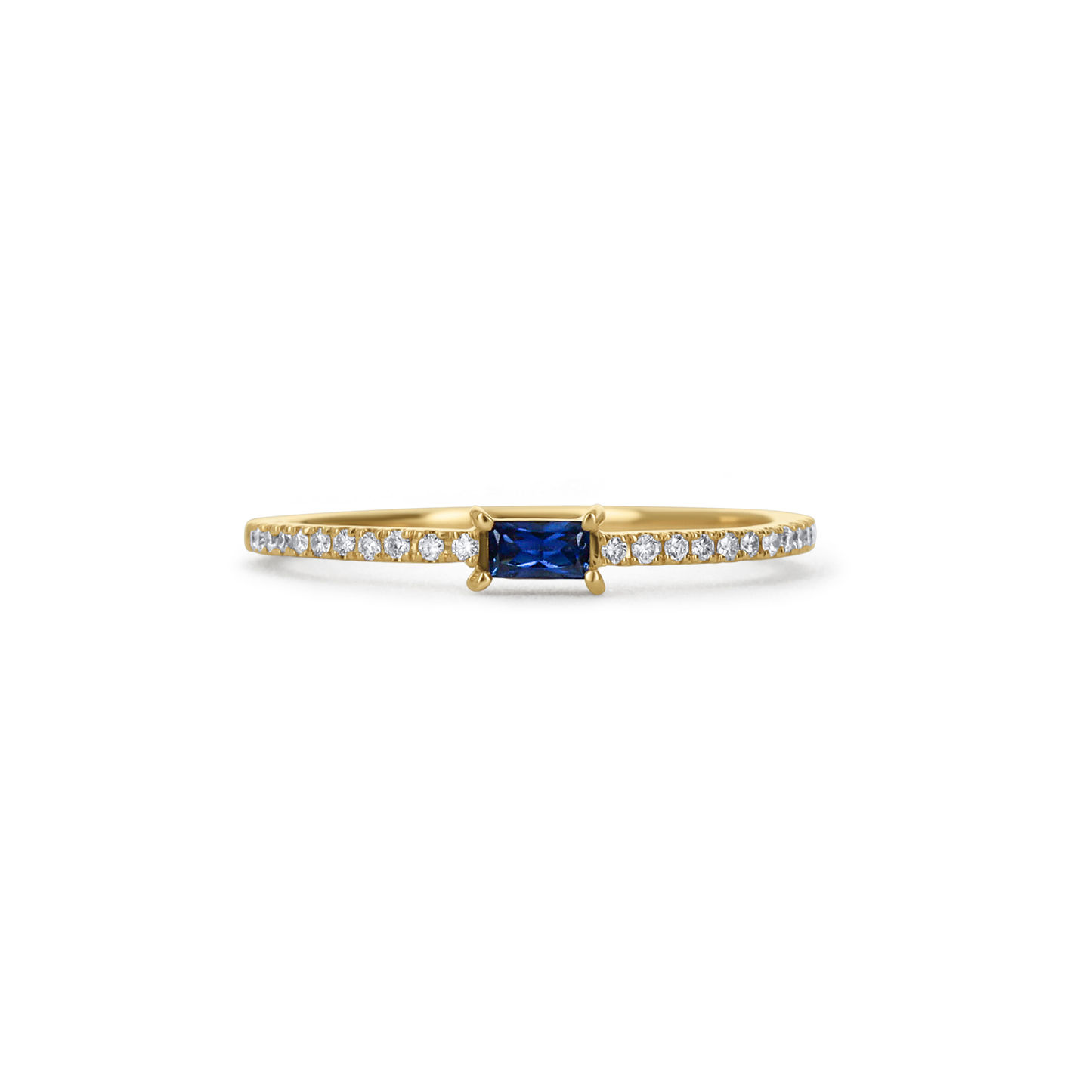 Sapphire Birthstone & Diamond Stacking Ring in 14kt Yellow Gold from Alexandra Marks Jewelry. 