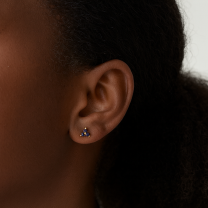 Sapphire Flower Stud Earrings