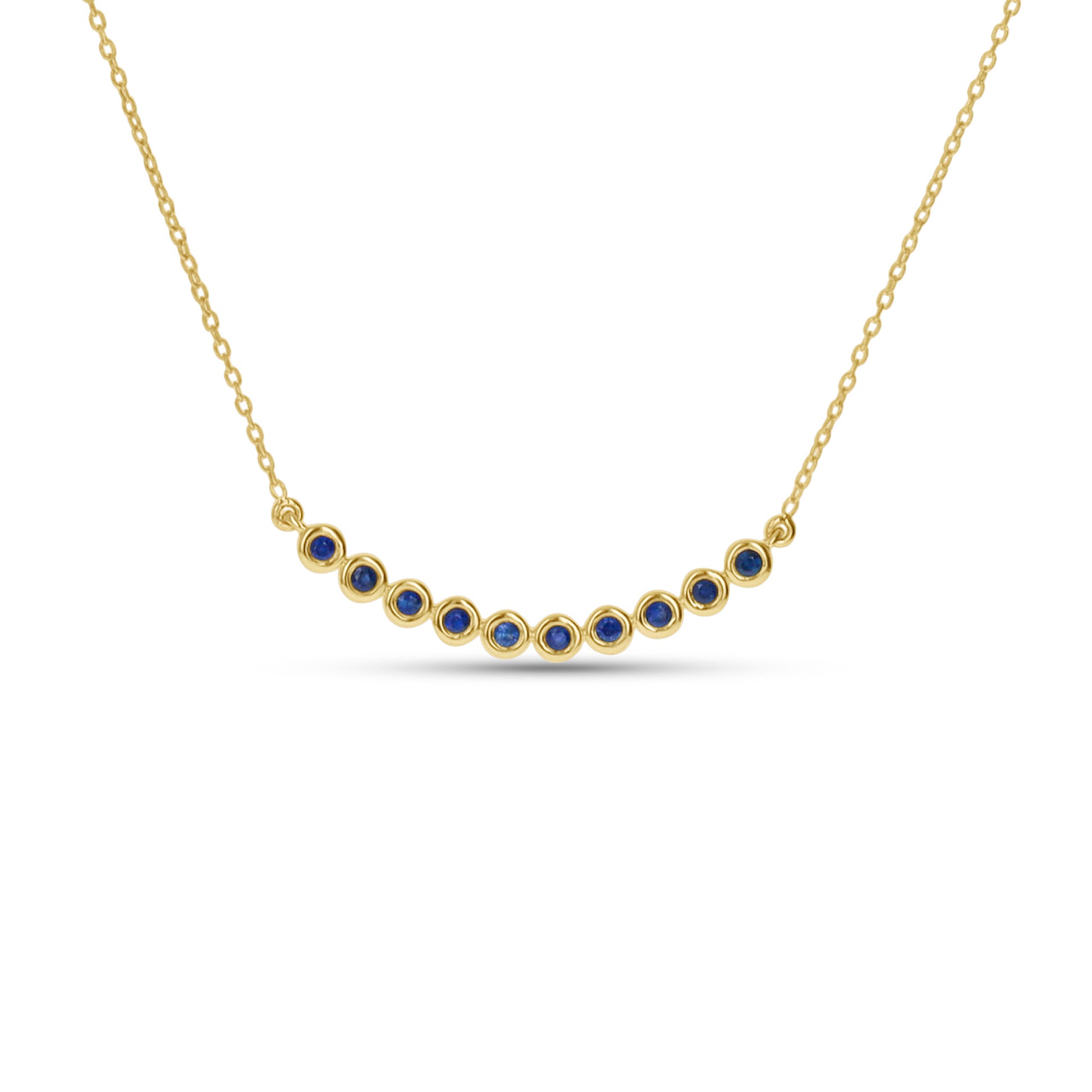 Blue Sapphire Birthstone Bar Necklace in Gold