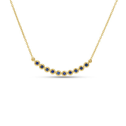 Blue Sapphire Birthstone Bar Necklace in Gold