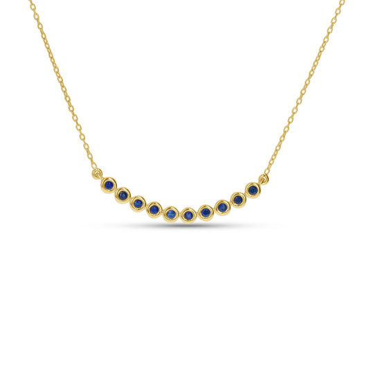 Blue Sapphire Birthstone Bar Necklace in Gold