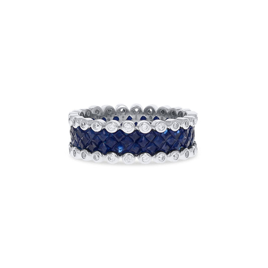 Scalloped Sapphire Eternity Ring in Sterling Silver 